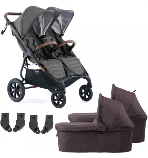Valco Baby Snap Duo Trend Sport - wózek bliźniaczy, zestaw 2w1 z opcją 3w1 i 4w1 | Charcoal